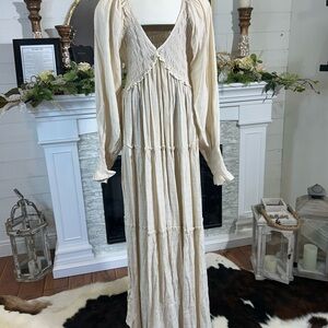 Women’s Boho Cream Maxi Dress